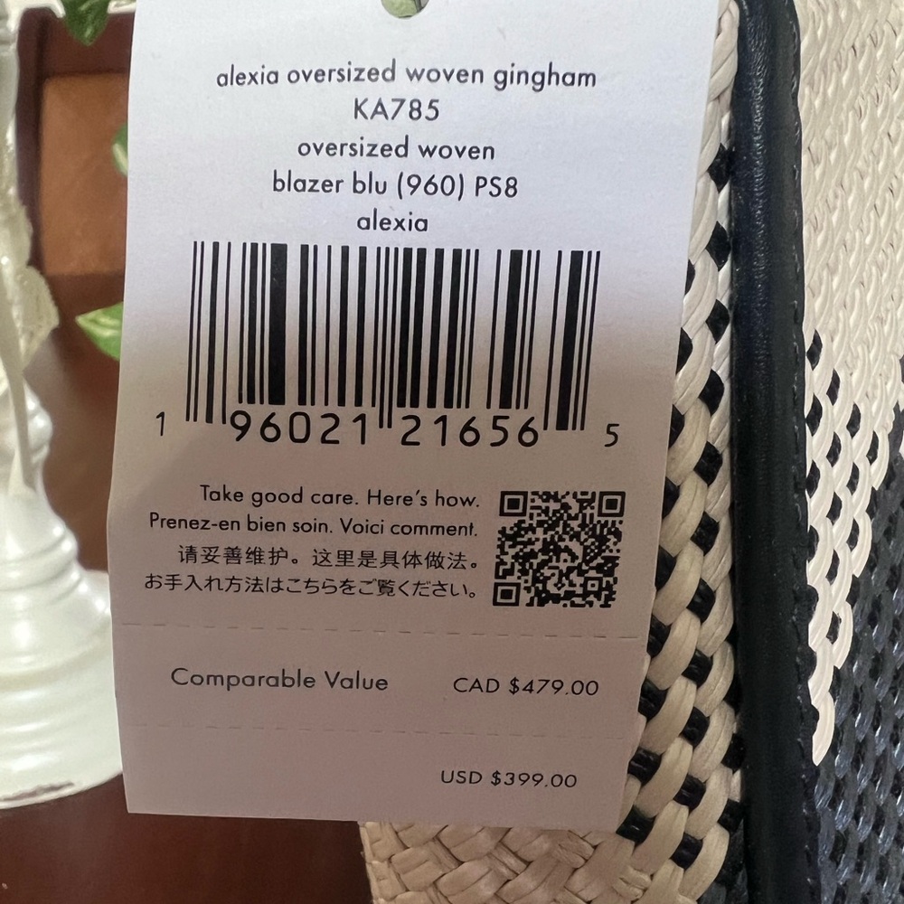 NWT Kate Spade Alexia Clutch Navy Blue/Cream Gingham Clutch/Crossbody - Picture 2 of 7